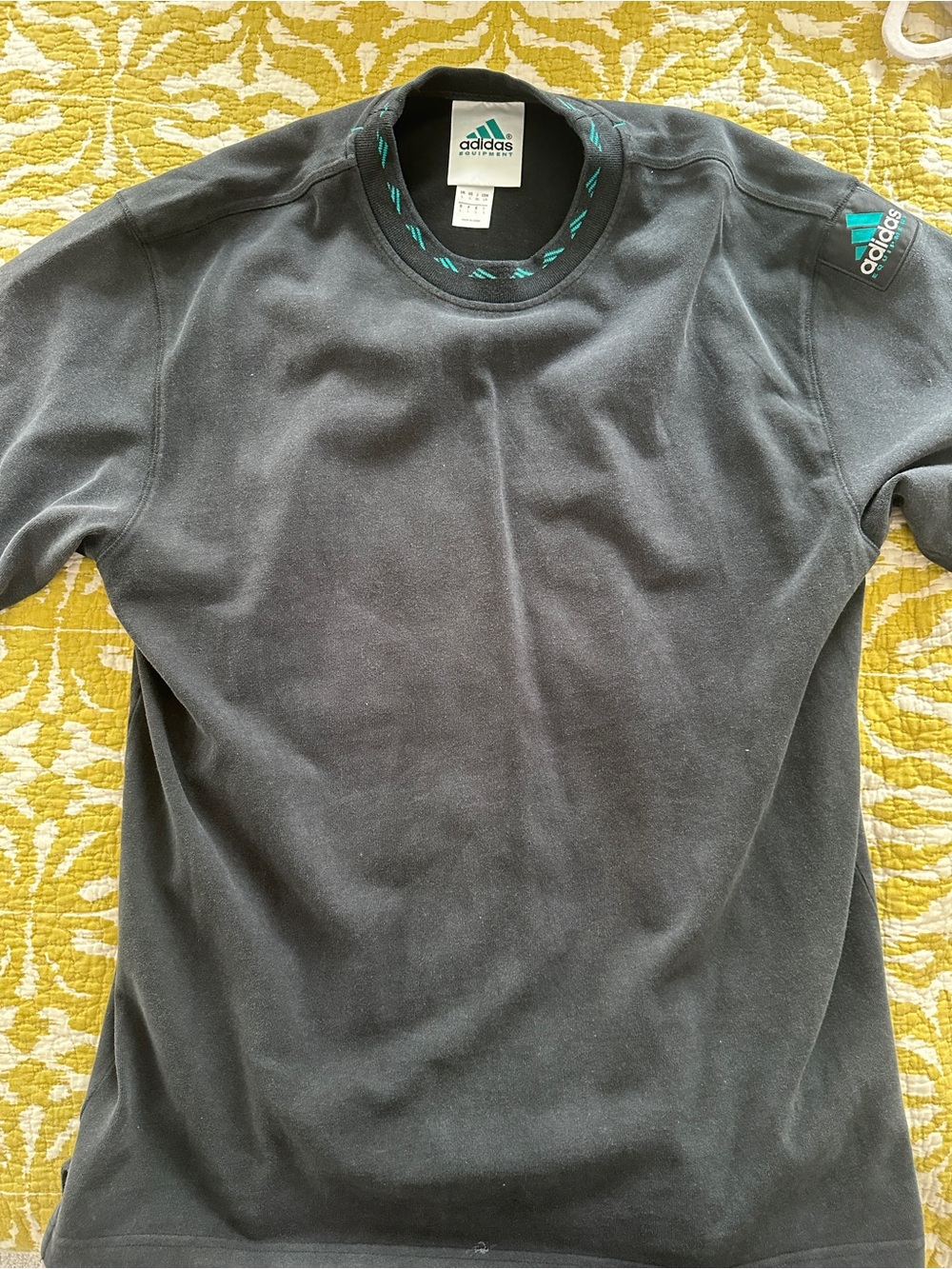 Adidas Equipment 90s Black Crewneck T-Shirt with Teal Accents